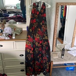 Long halter dress with slit